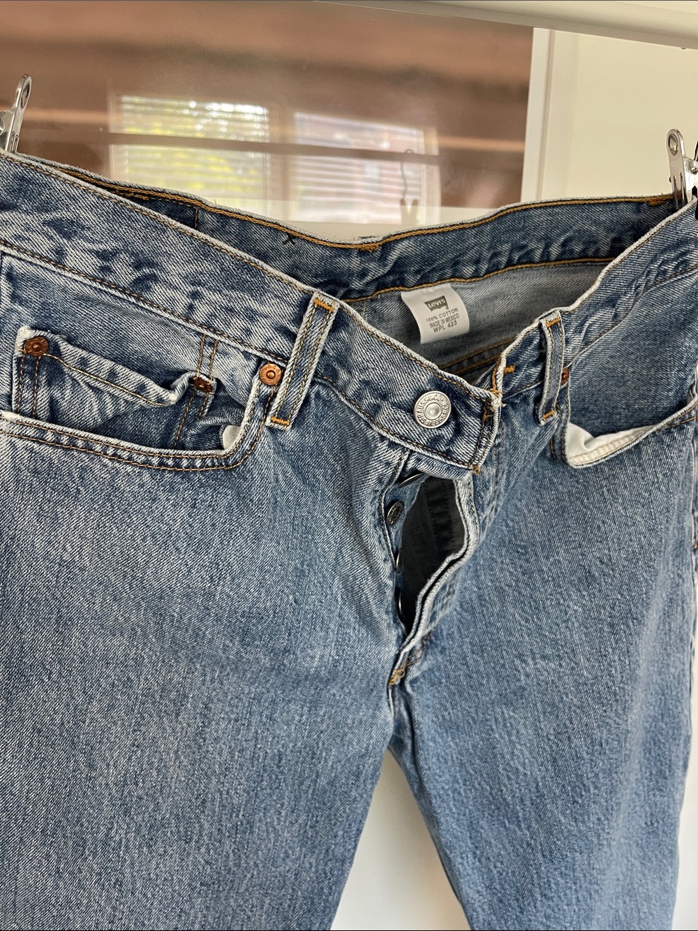 Levi's Blue Button-Fly Straight Jeans